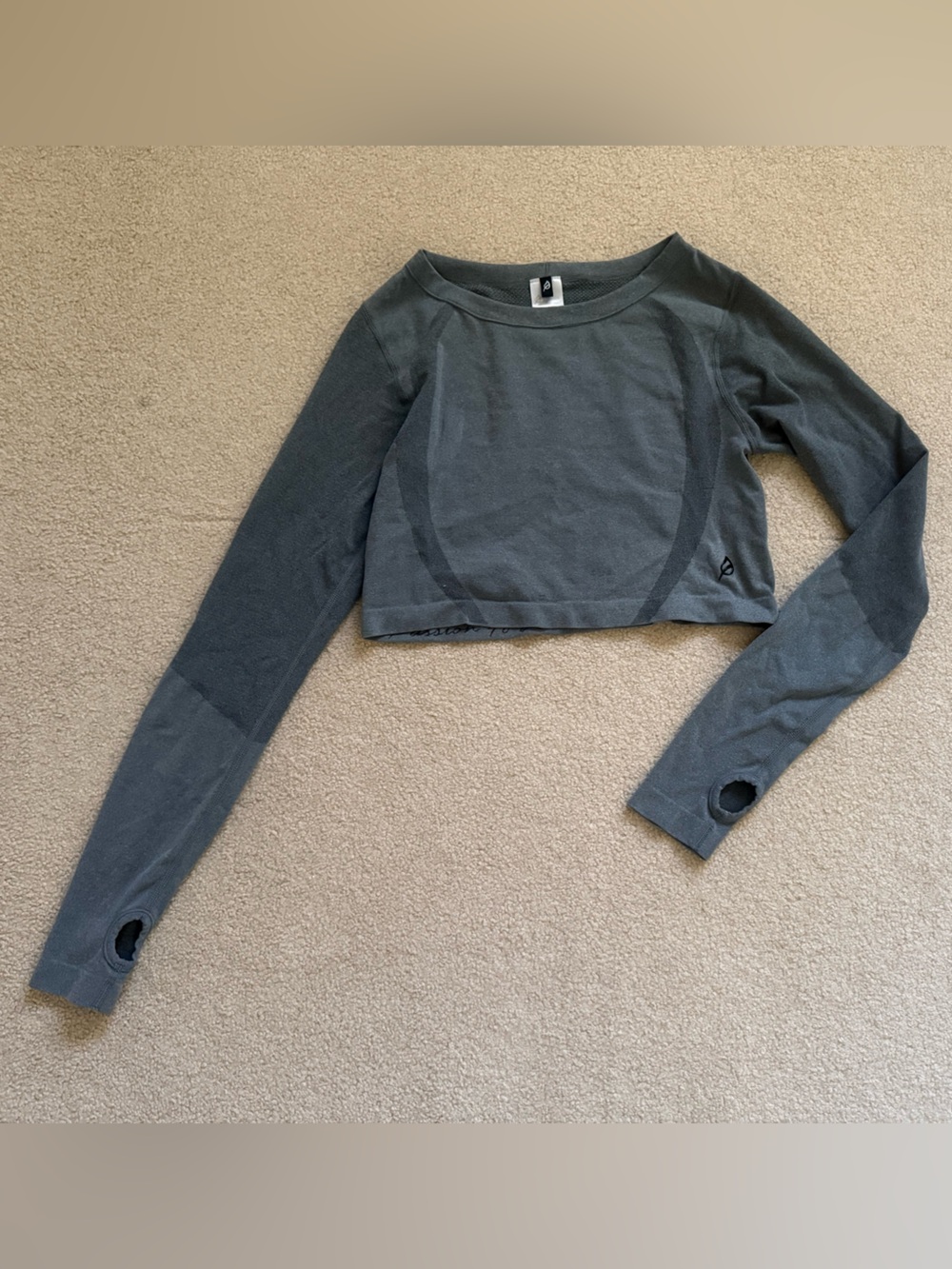 P'tula Gray Long Sleeve Cropped Top